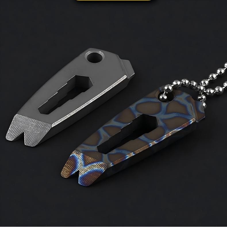 Mini Titanium Alloy Pry Bar Crowbar EDC Multi Tools Wrench Screwdriver Keychain
