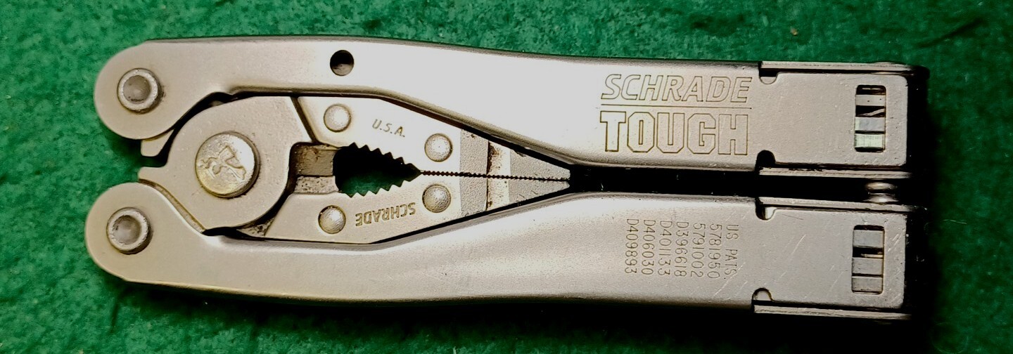 VINTAGE Schrade Tough Multi Tool W/ Original Brown Leather Sheath