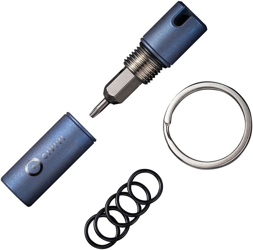 Civivi Key Bit Container Blue One Piece 6AL4V Titanium Construction – C20048-3