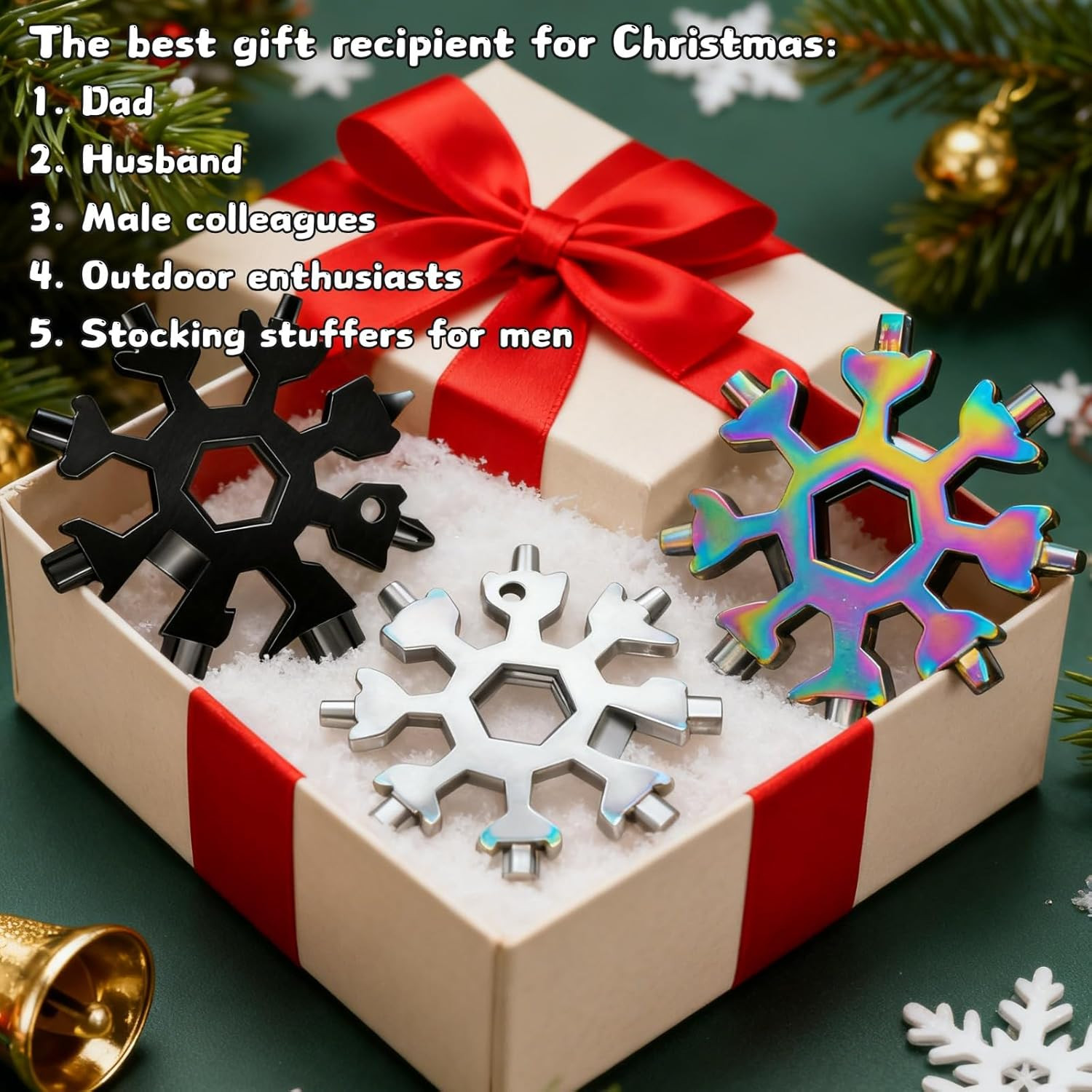 3Packs Snowflake Multi Tool, 18-In-1 Stainless Steel Snowflake Multitool for Bot