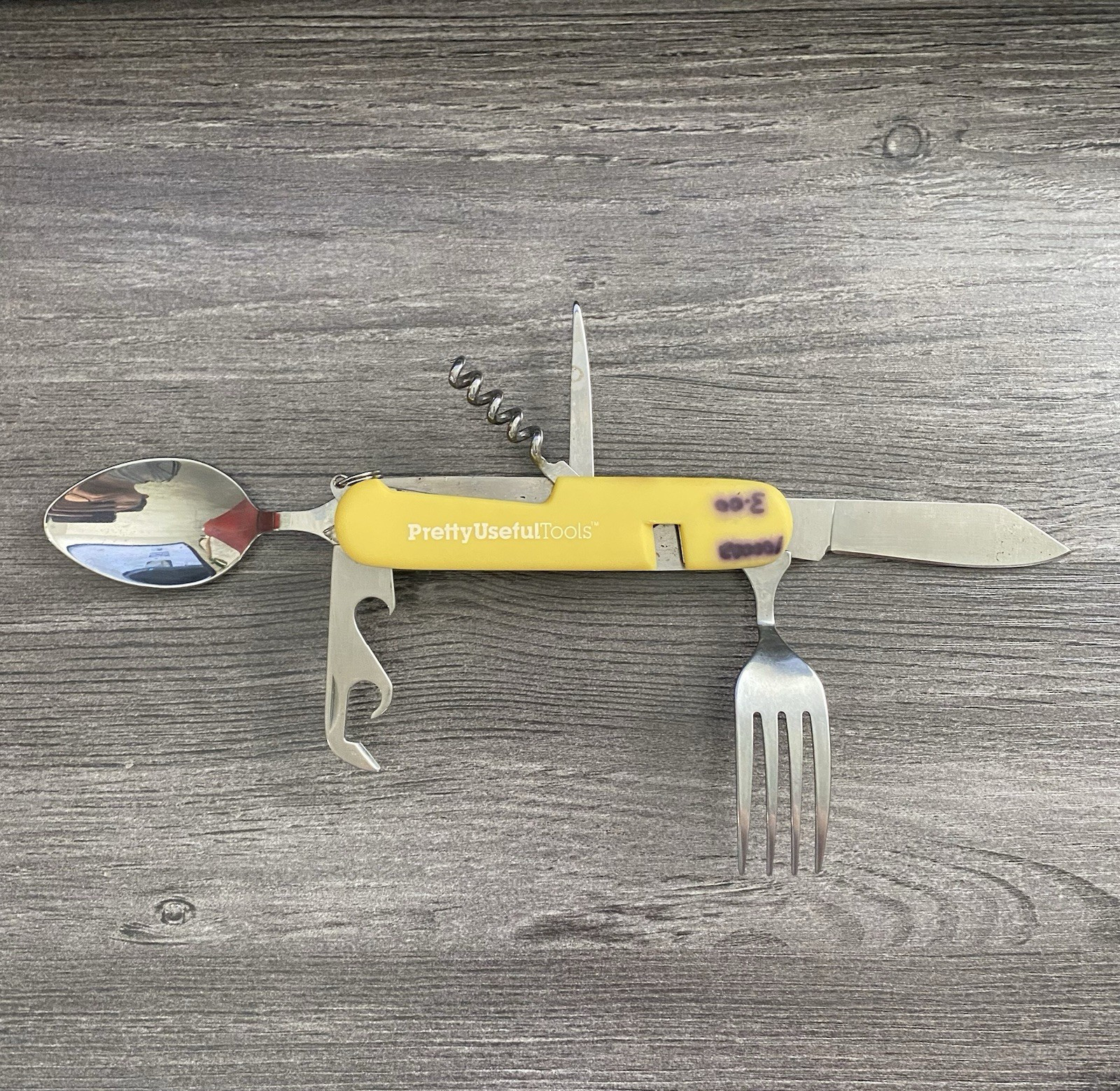 Set of 2 Folding Camping Multi-Tool Fork Spoon Knife Bottle Opener Cork Screw