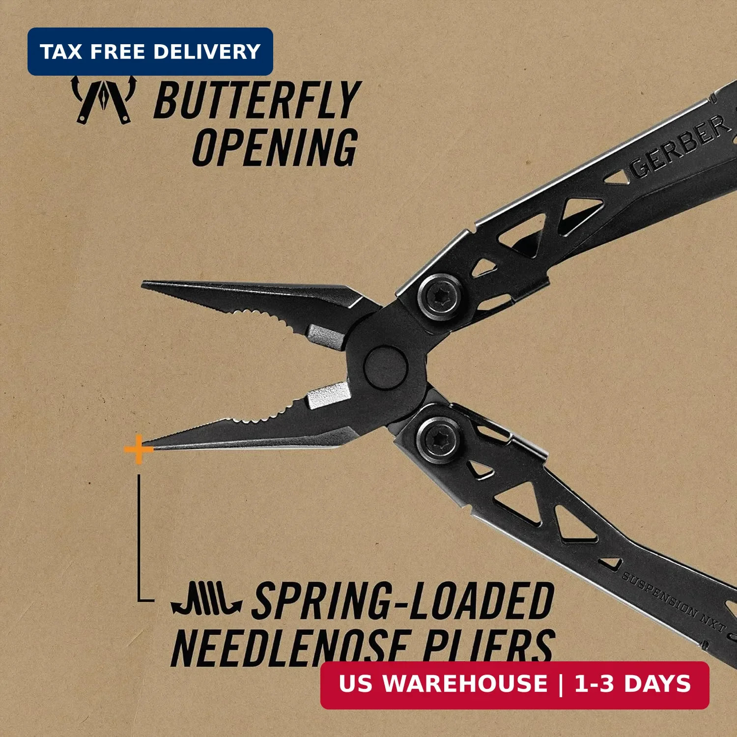 Gerber Gear Suspension-NXT EDC Multitool 15-in-1 Pocket Knife, Needle Nose Plier