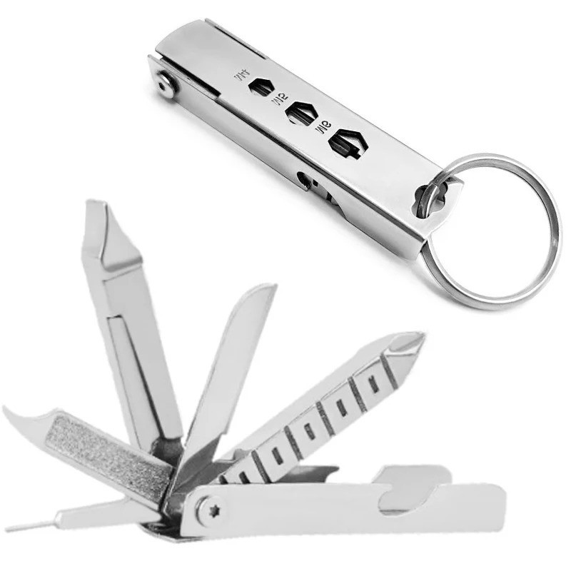 Stainless Steel EDC Multitool Wrench Screwdriver Bottle Opener Mini Tool Set