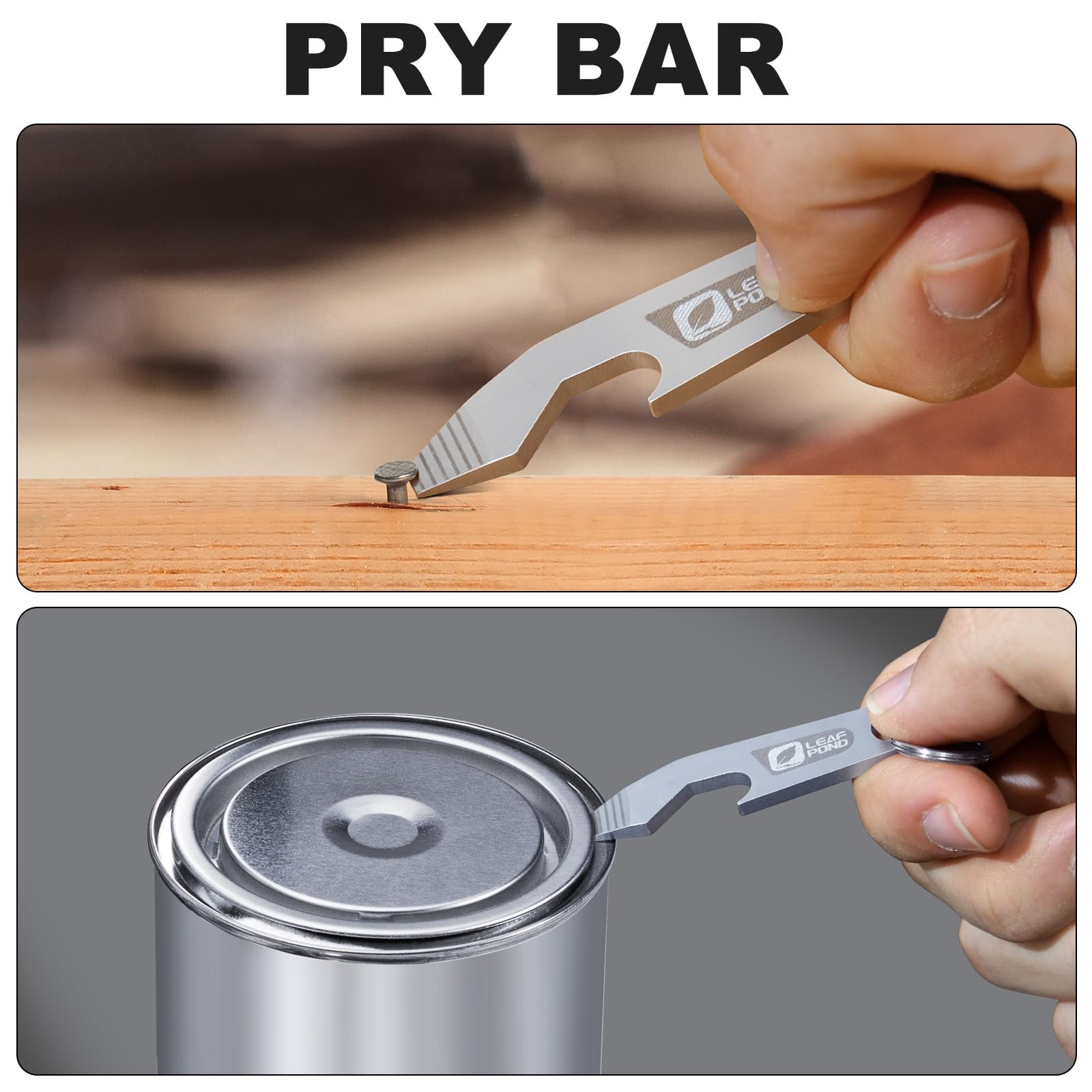 LEAF POND 3-Pack Bottle Opener Keychain, EDC Pry Bar, 2.4 inches, Silver