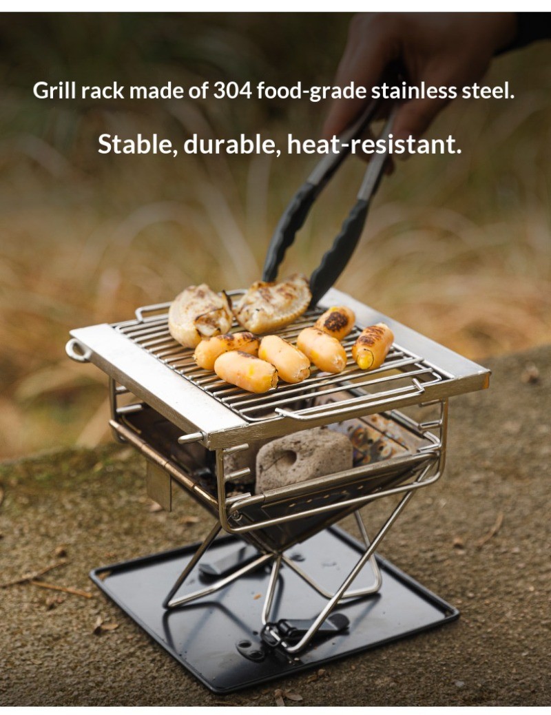 Outdoor folding barbecue grill stainless steel portable multifunctional grill