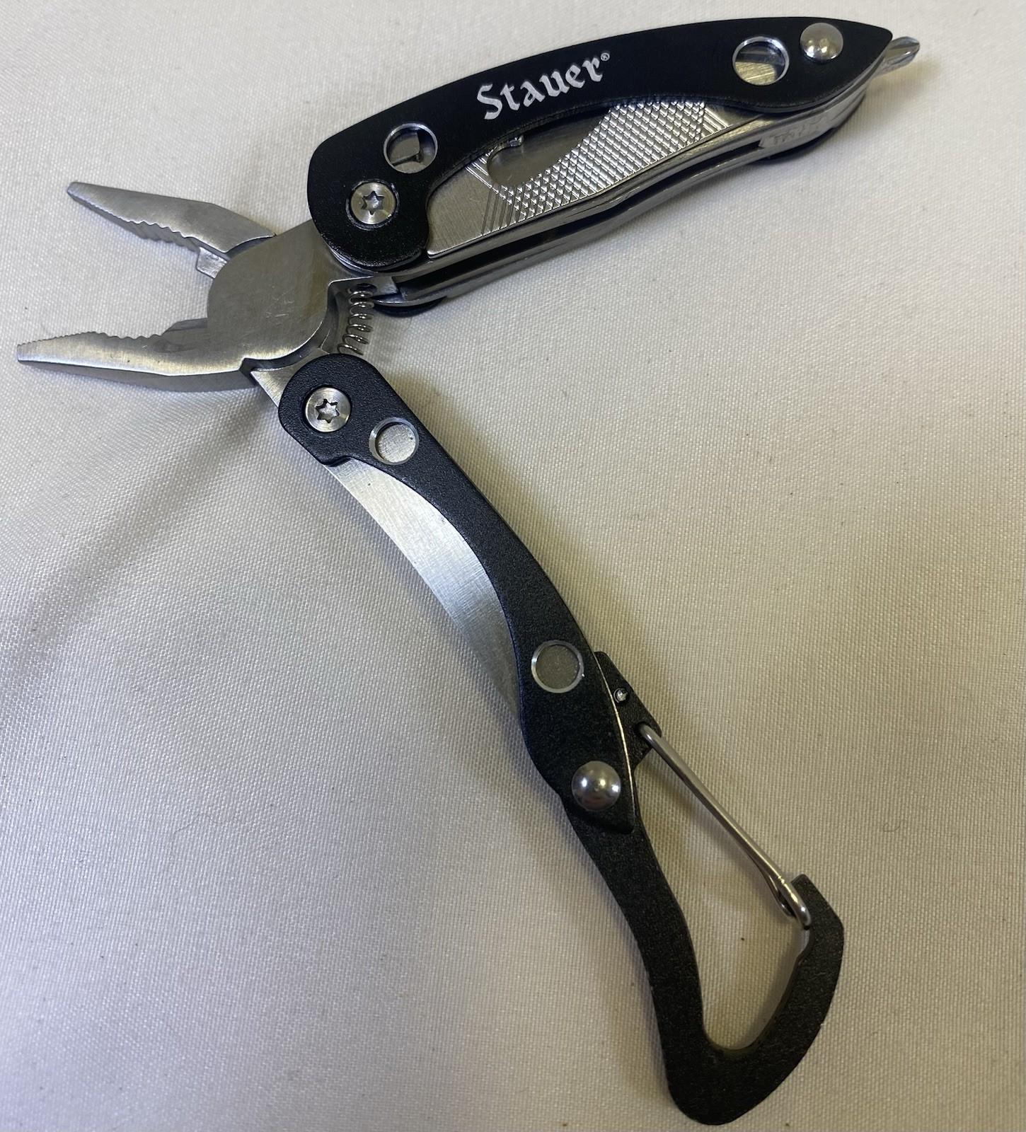 Stauer Pocket Knife Multi Tool Pliers W/ Carabiner Clip New No Box