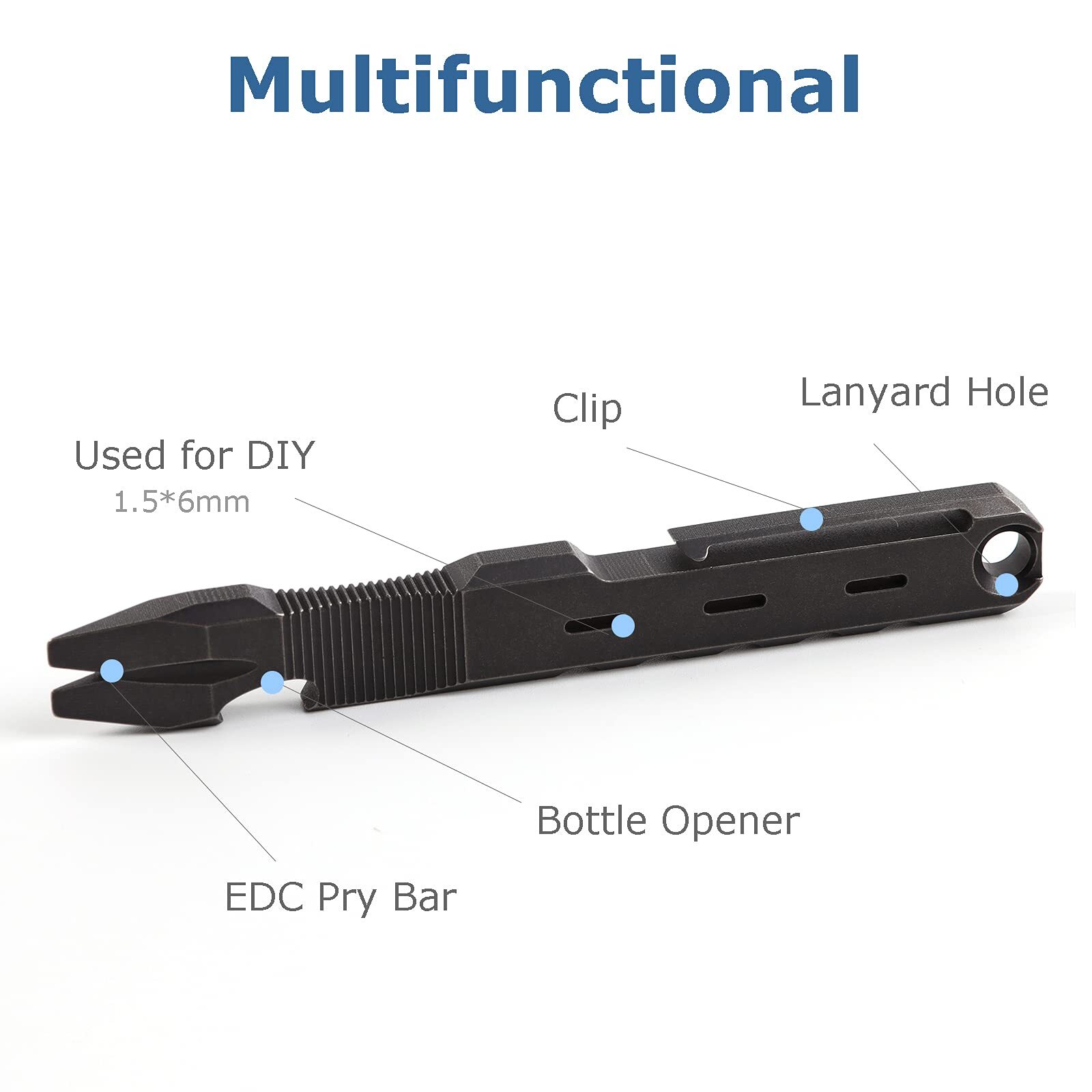 Titanium Edc Pry Bar With Nail Puller Bottle Opener Function With Pocket Clip Ed