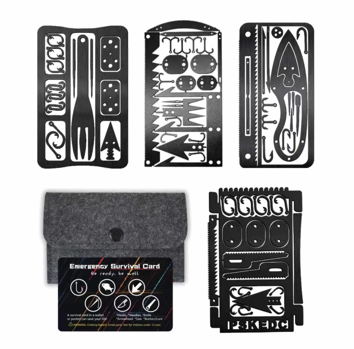 4PCS/set Survival Multitool Stainless Steel Credit Card Size Emergency Kit