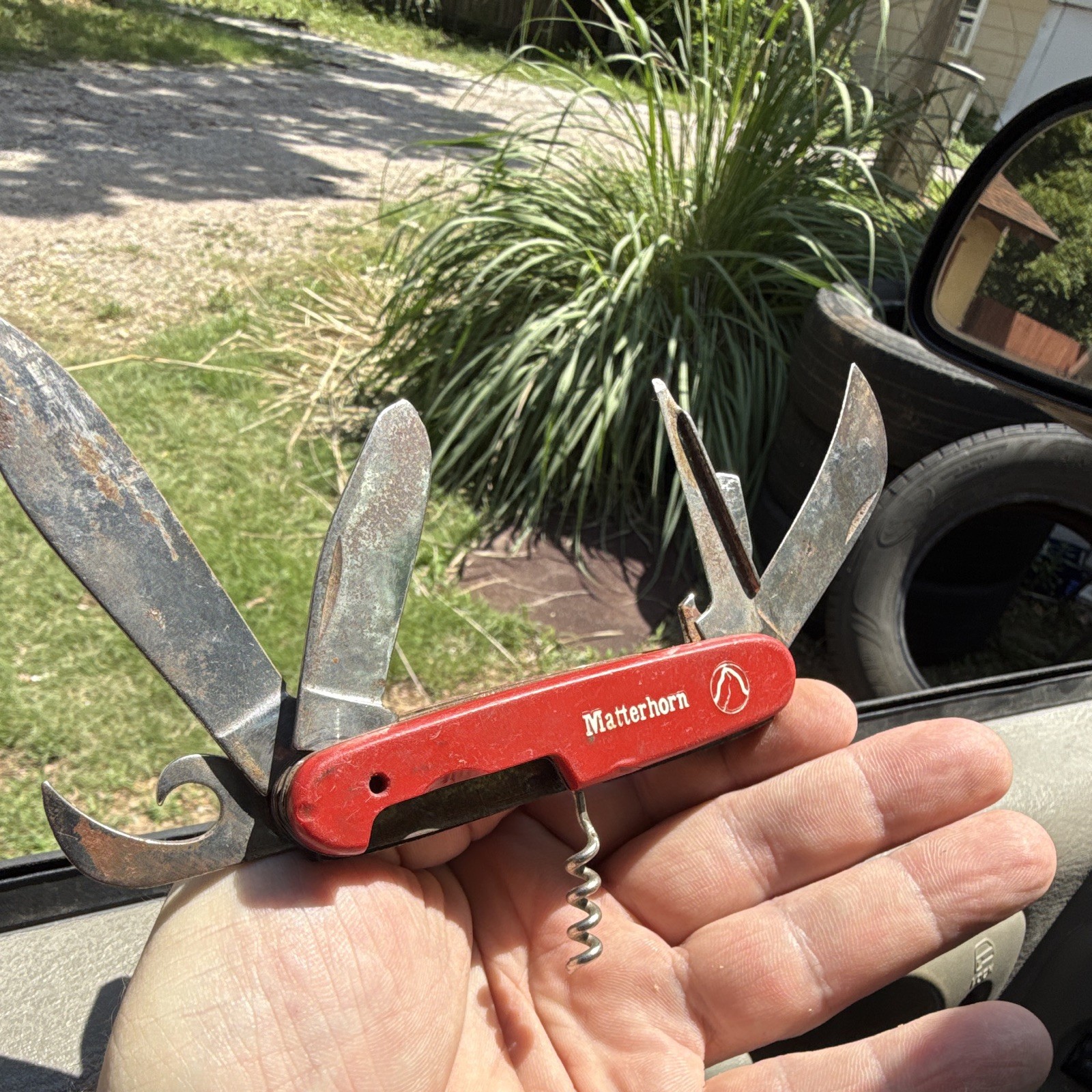 Matterhorn Red/Silver Multi-Tool Pocket Knife Corkscrew Can Opener Lanyard