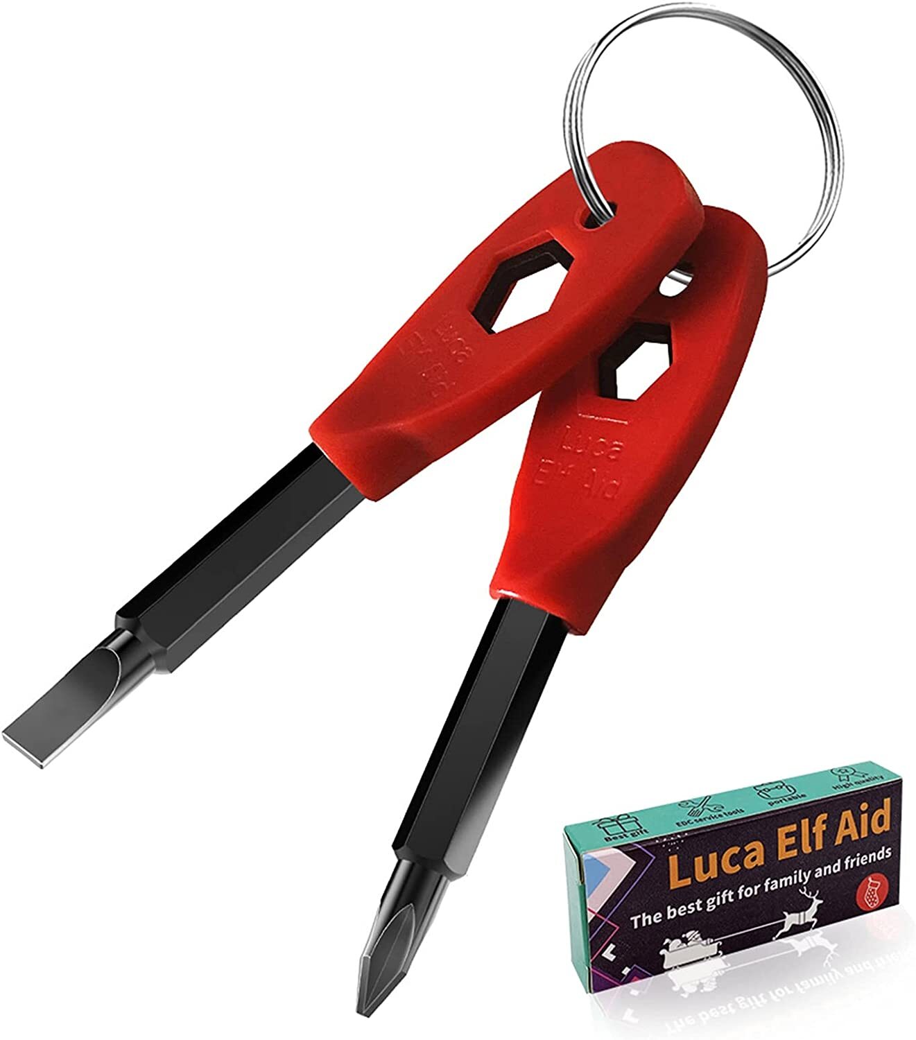3 Luca Aid Elf Keychain Screwdriver Mens Stocking Stuffer Tool Set Gift
