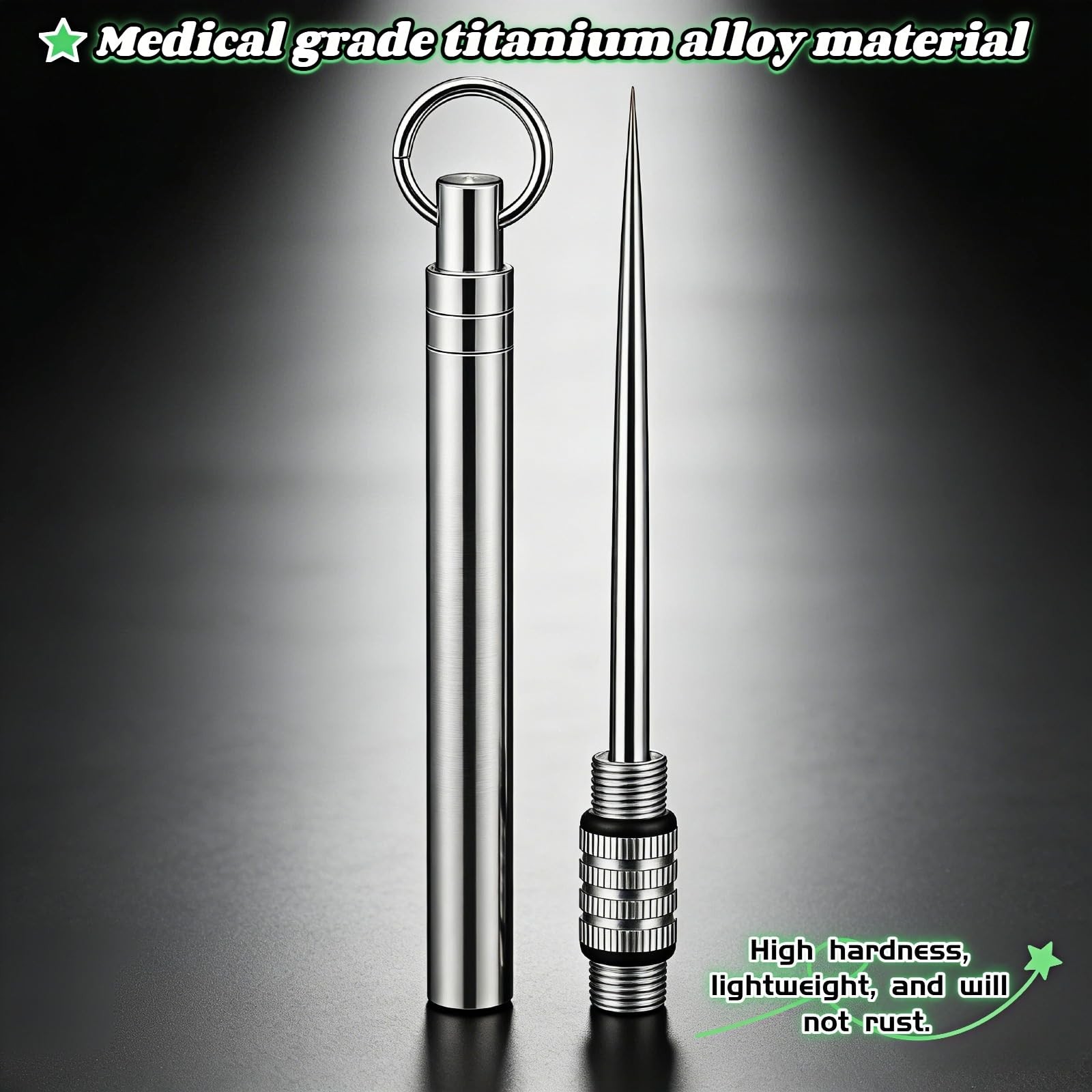 Portable Titanium Toothpick, Multi-Functional Reusable Stainless Steel Silver