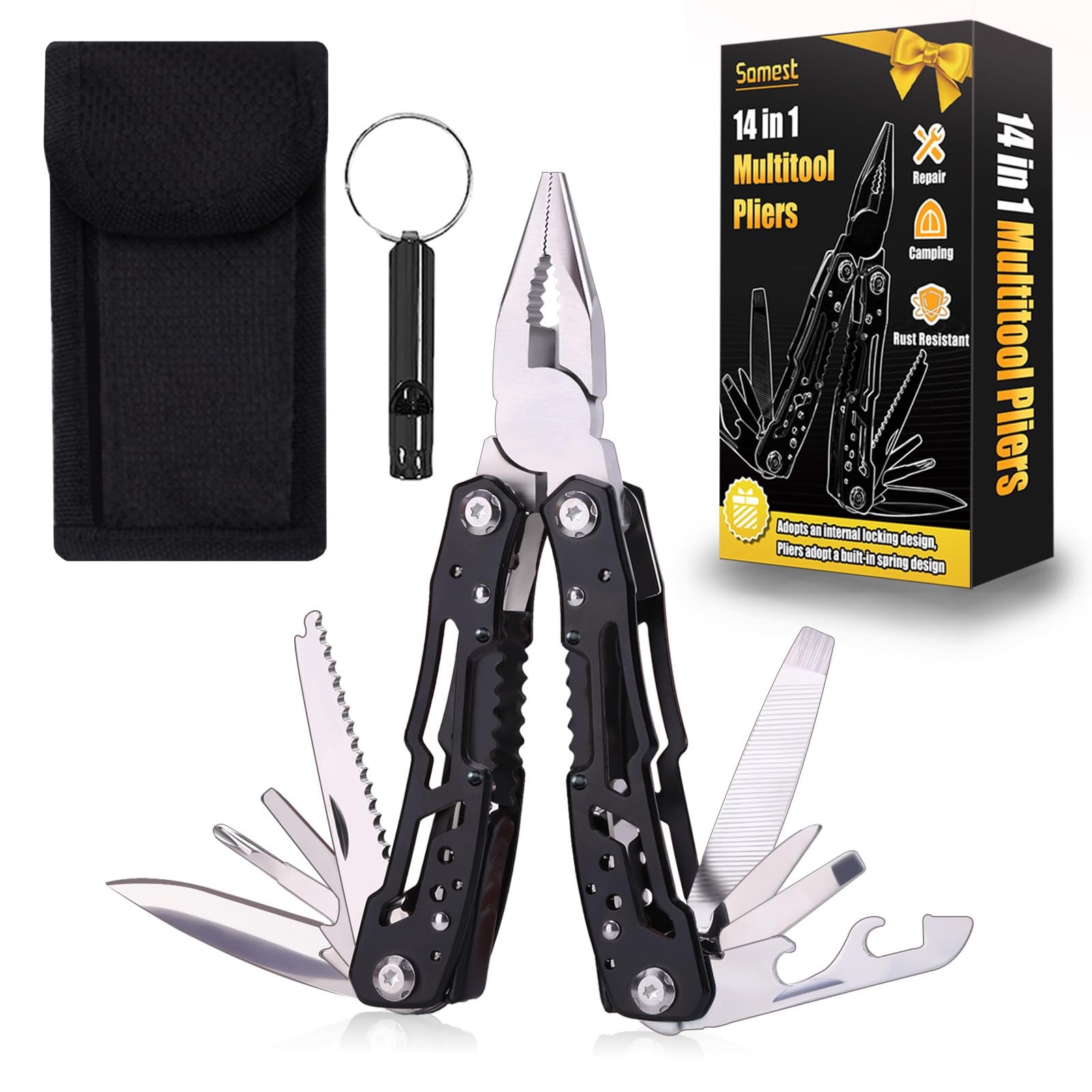 14 in 1 Multitool Pliers Gives One Whistle as a Gift, Professional Pocket Pli…