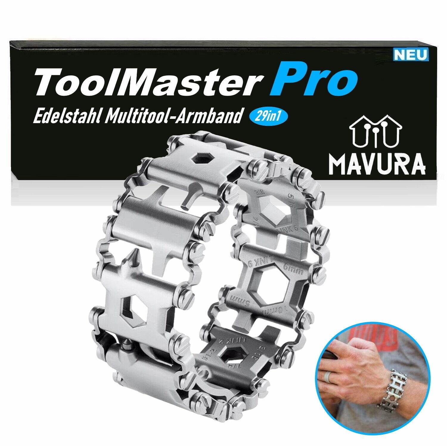 ToolMasterPro Stainless Steel Multitool Bracelet Tool Silver Gift Men 29in1