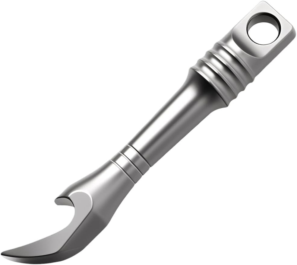EDC Pry Bar Pocket Multi Tool – Solid Titanium Pry Tool with Keychain Hole, Comp