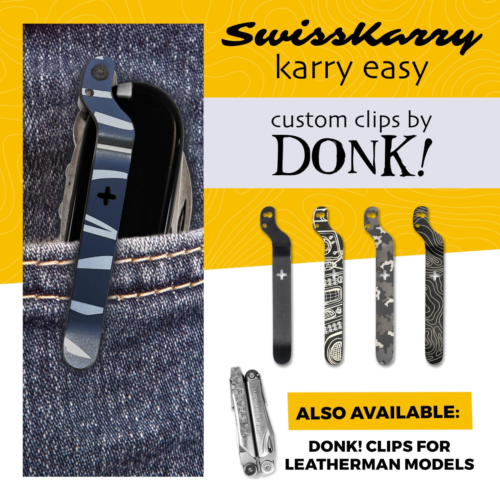 Clip for 91mm Victorinox Swiss Army Knife Models Zeb Black 5 Custom Designs