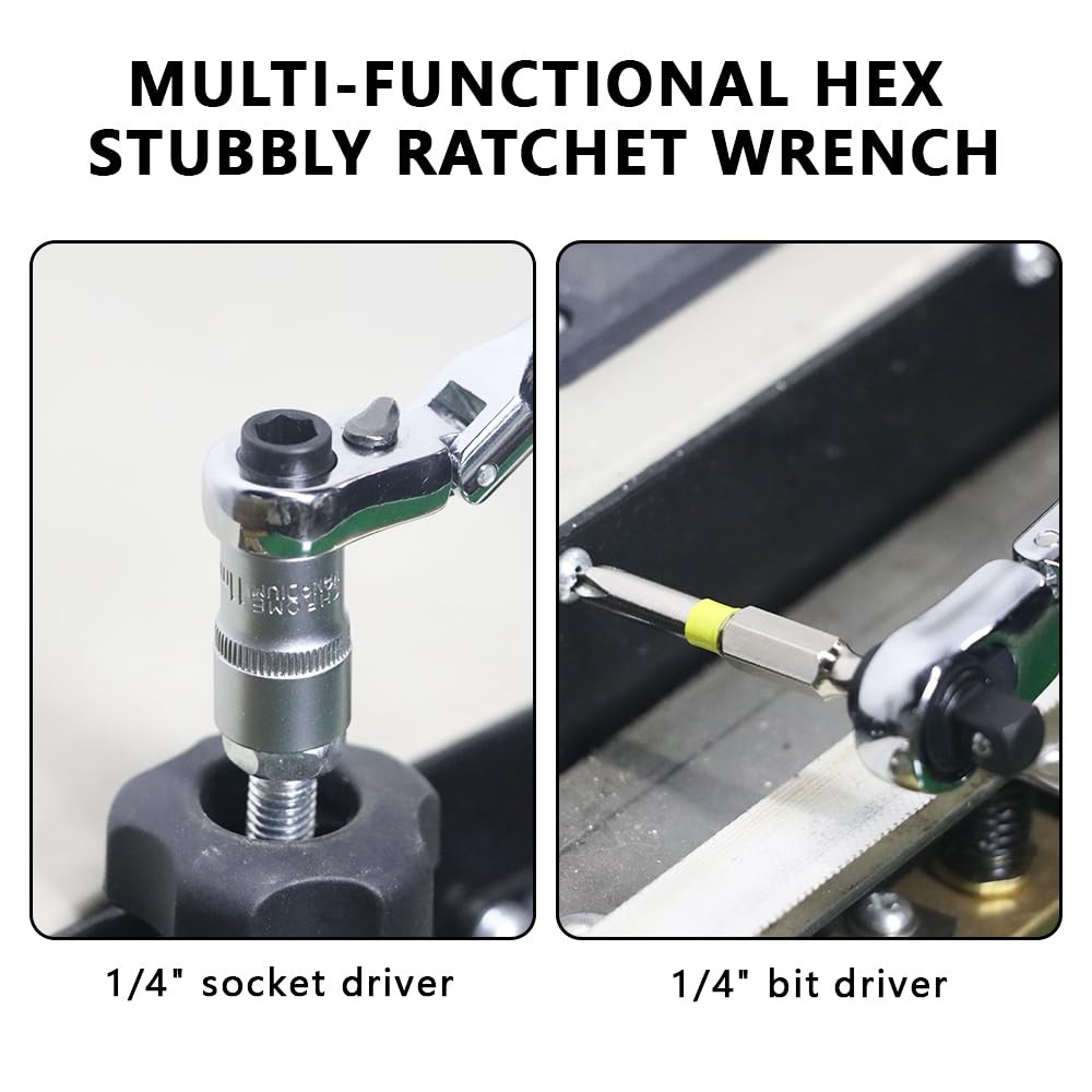 Flex Head Ratchet Wrench,2 in 1 Mini Hex Bits Adapters for Socket & Bit Drive…