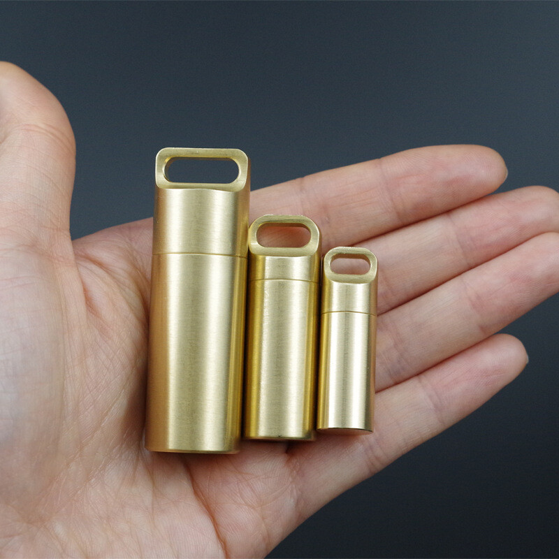 3PCS Solid Brass Pill Container Case Holder Organizer EDC Waterproof Storage Box
