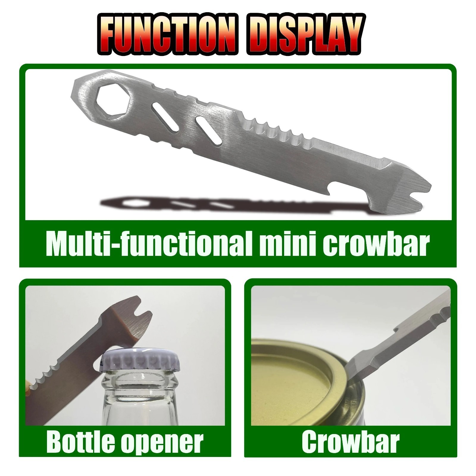 1 Pcs Mini Stainless Steel Crowbar, Multi-function Wrench Magnesium Rod Scraper