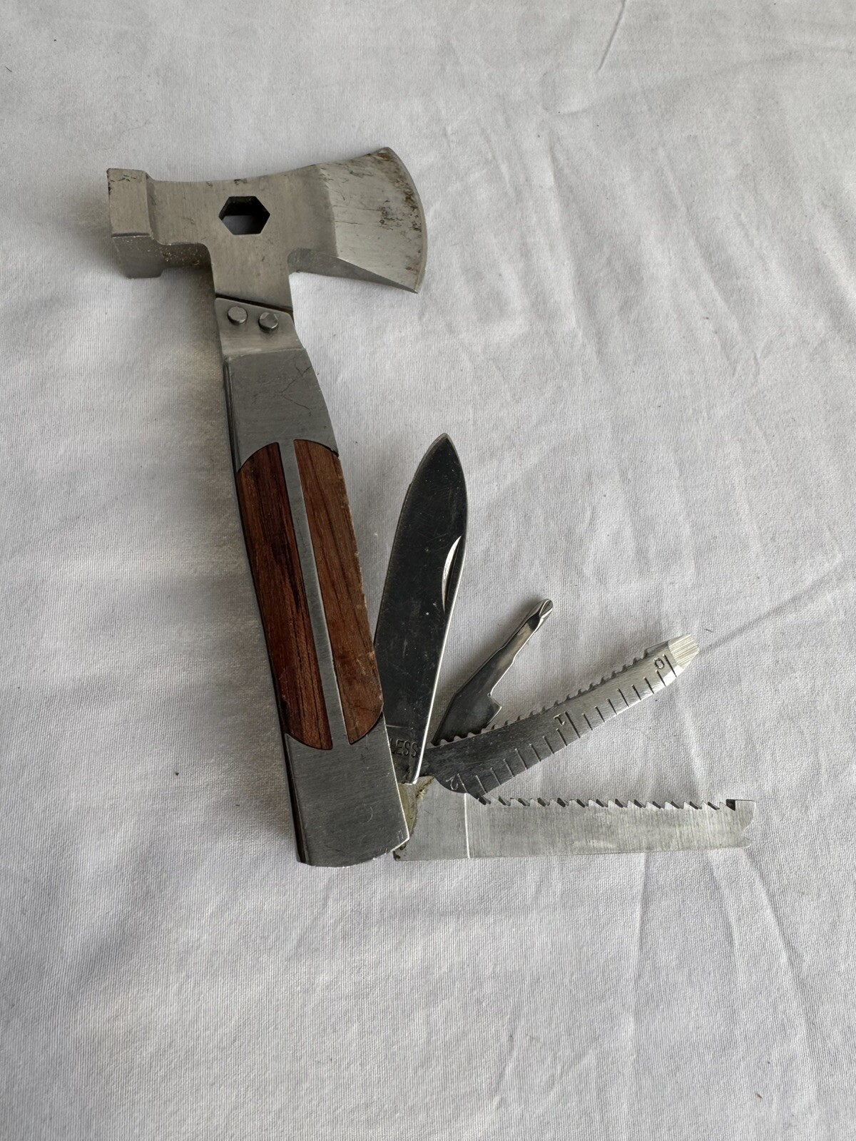 Sheffield Multi Tool Hatchet Axe Folding Knife Saw Blade Stainless No Sheath