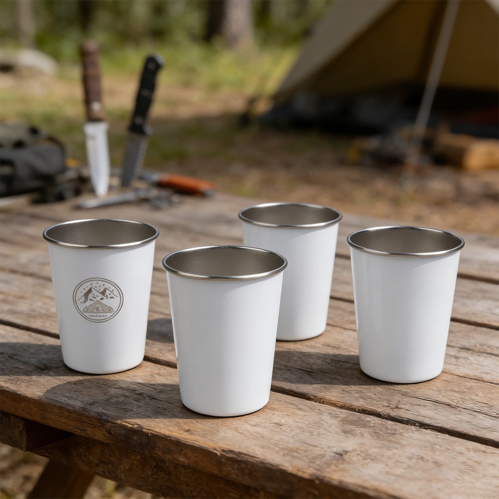 Campsite Essential 304 Stainless Steel Cups with Colorful Adventure Themes