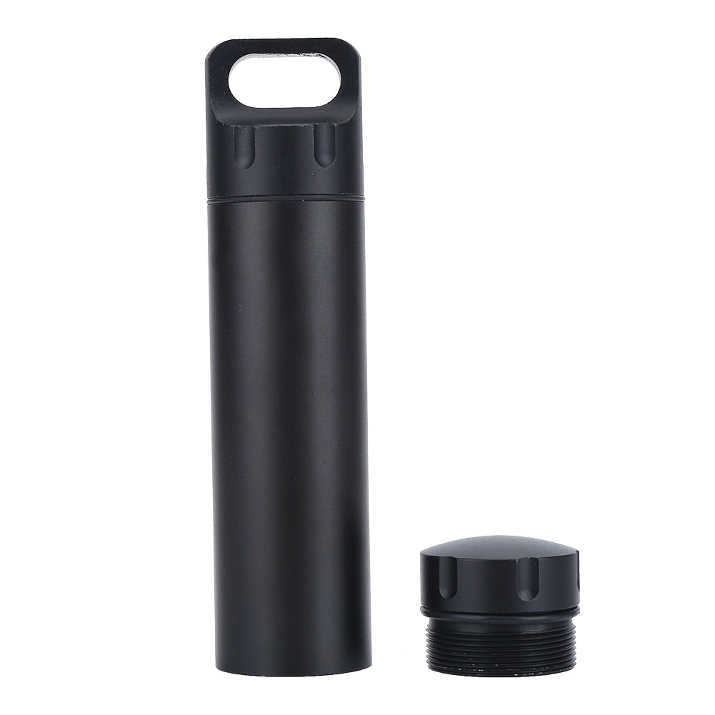 Waterproof Aluminum Pill Box Case Organizer Outdoor Medicine Holder (Black) CX4