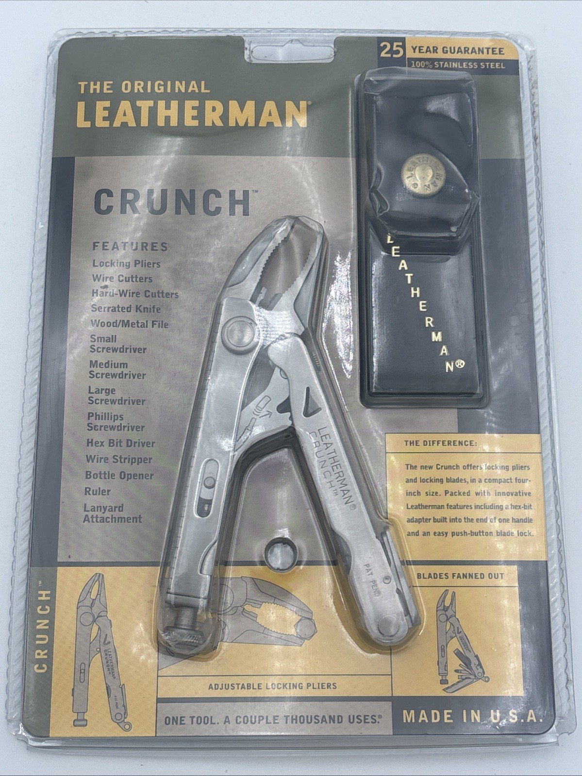 Discontinued Original Leatherman Crunch Pre Patent Multi-Tool Leather Sheath NIB