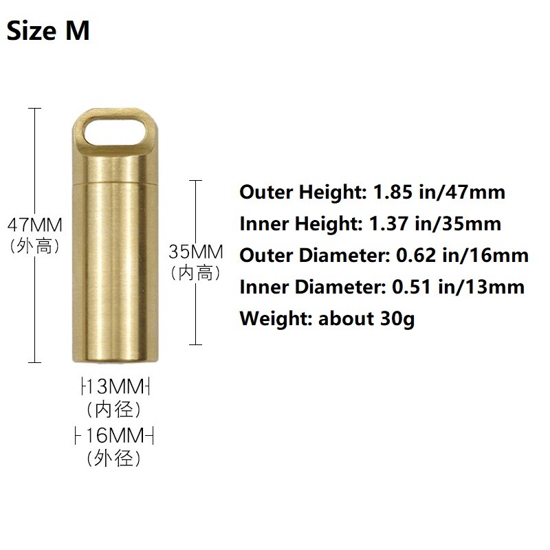 3PCS Solid Brass Pill Container Case Holder Organizer EDC Waterproof Storage Box