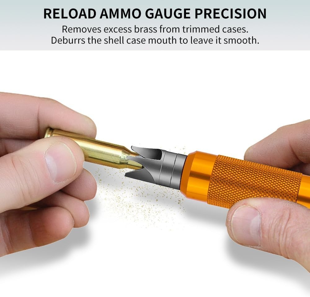 Reloading Case Prep Multi-Tool .17-.45 Cal Brass Deburring Reamer Chamfer Orange