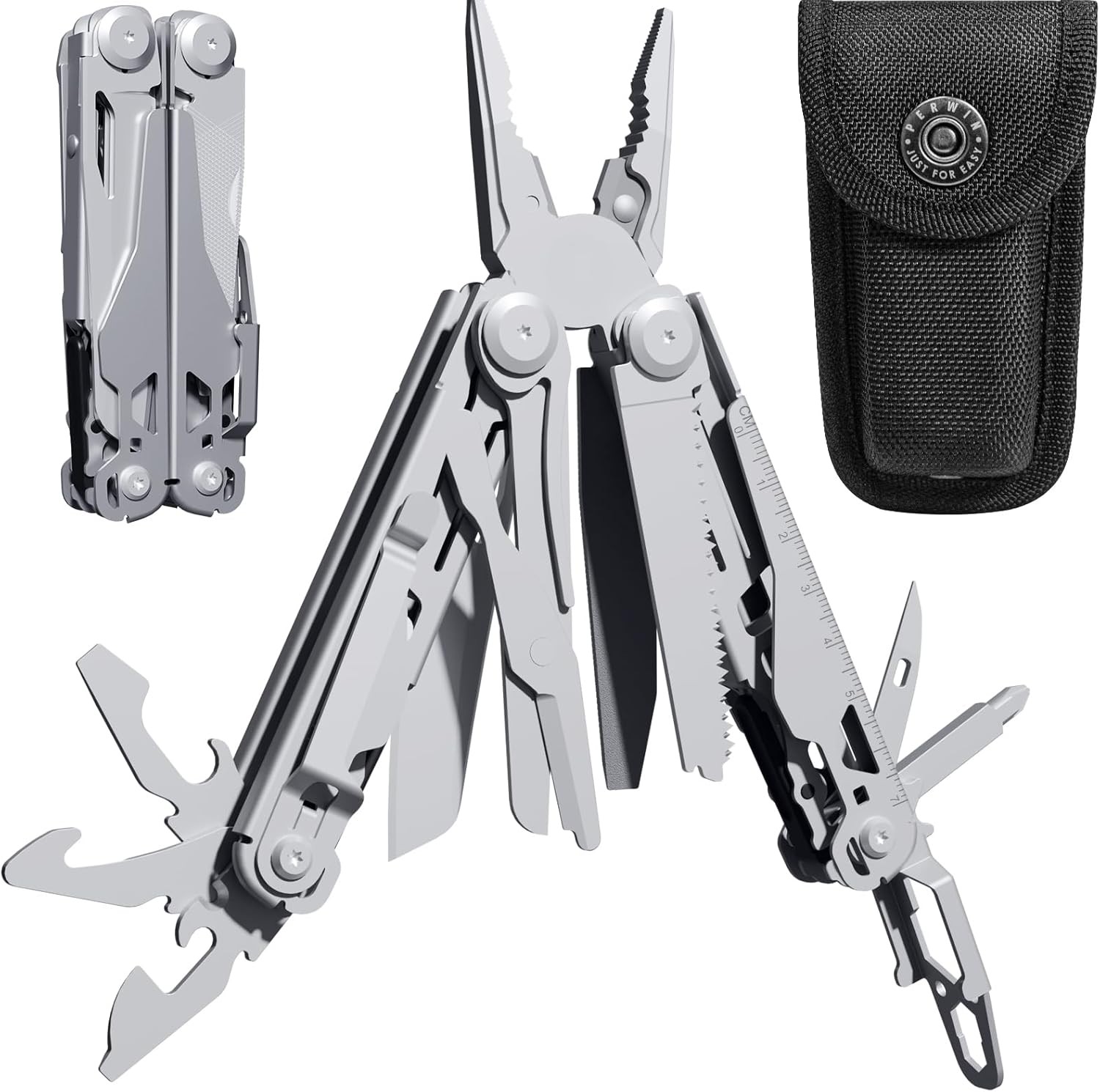 Multitool 17-in-1 Stainless Steel Multi Tool Pliers W/ Self-Locking Pocket Knife