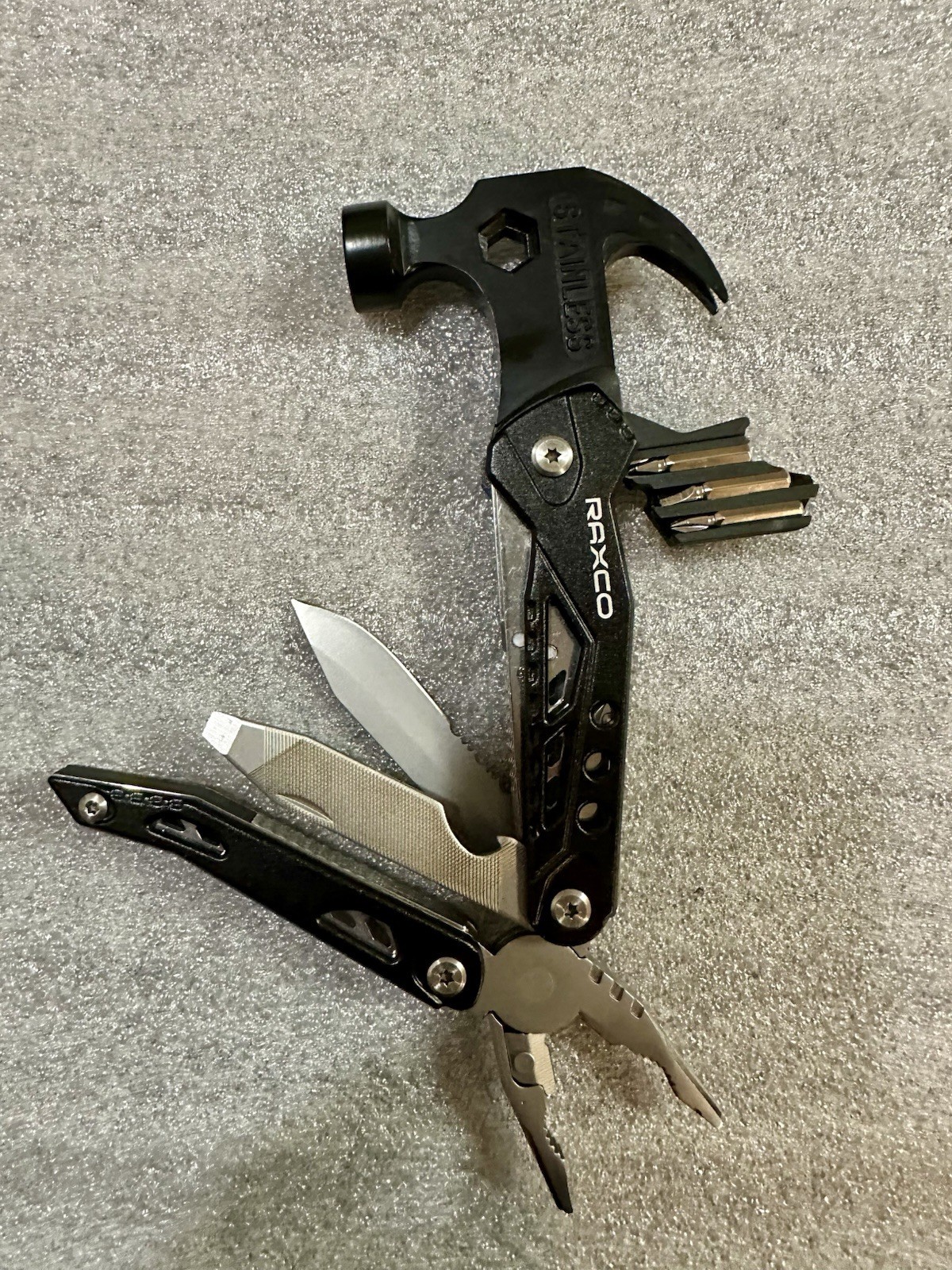 RAXCO 14-in-1 Multitool Hammer Pliers Knife Saw Screwdriver with Nylon Sheath