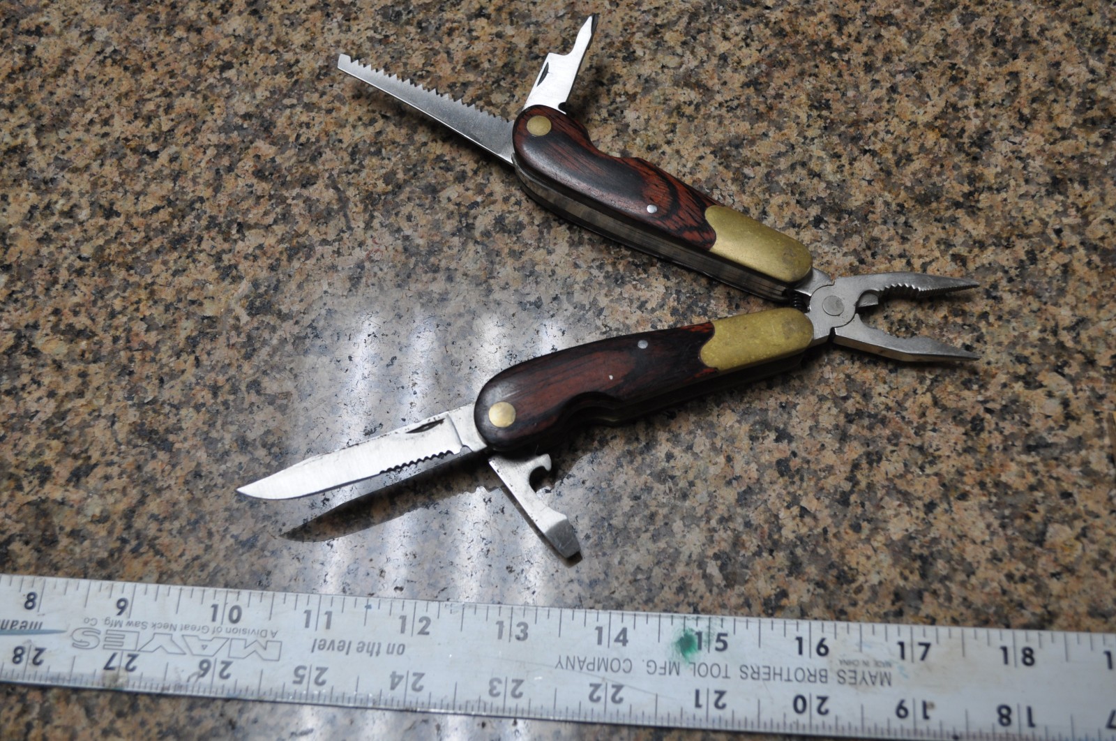 HUSKY Multi-Tool Brass Wood vintage see pictures for more info on content / cond