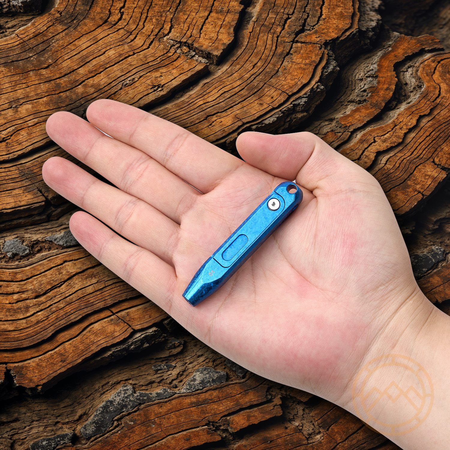 Oknife Otacle D1 Snowflake Blue Titanium With Compartment In Handle Secures Bits