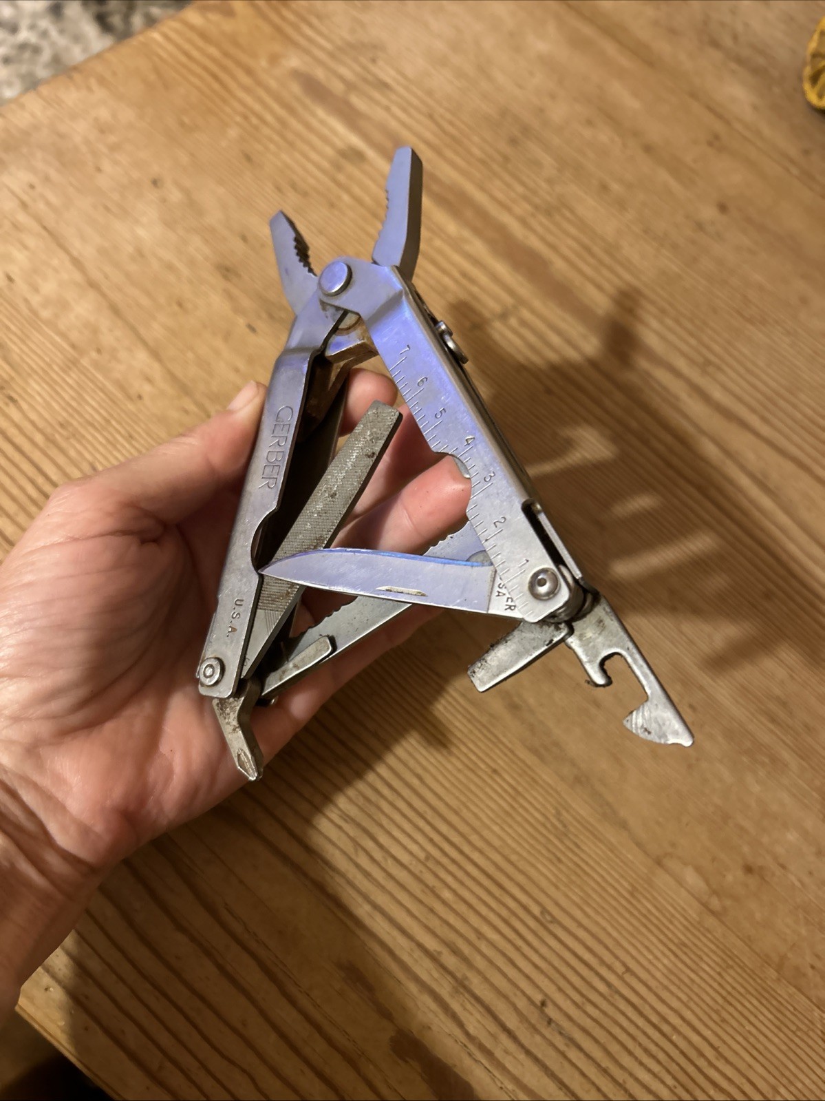 Vintage Gerber Multitool Knife Tools 8 Piece Army Pliers Ruler Misc USA Pat Pend