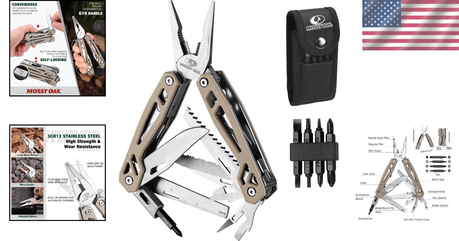 All-in-One 22-in-1 Multitool with Desert Steel Handle for Outdoor Excursions