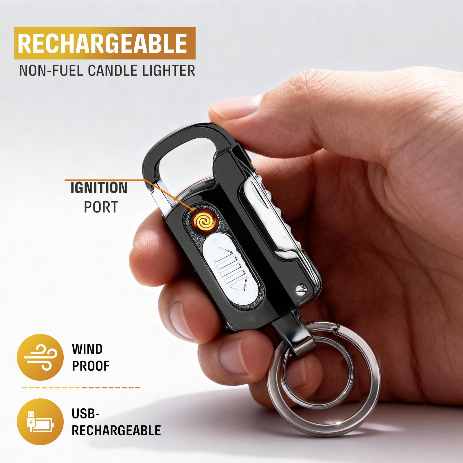 9-in-1 Multitool Keychain with windproof electric plasma coil permanent match…