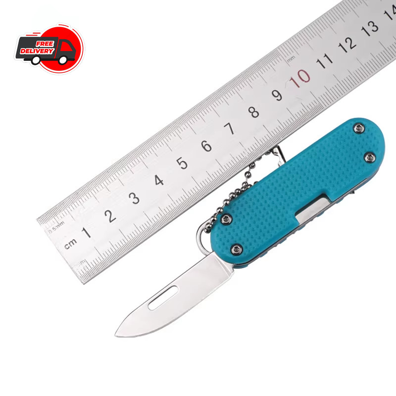 1pc Multifunctional Folding Knife Keychain Tool with Screwdriver Stainless Steel