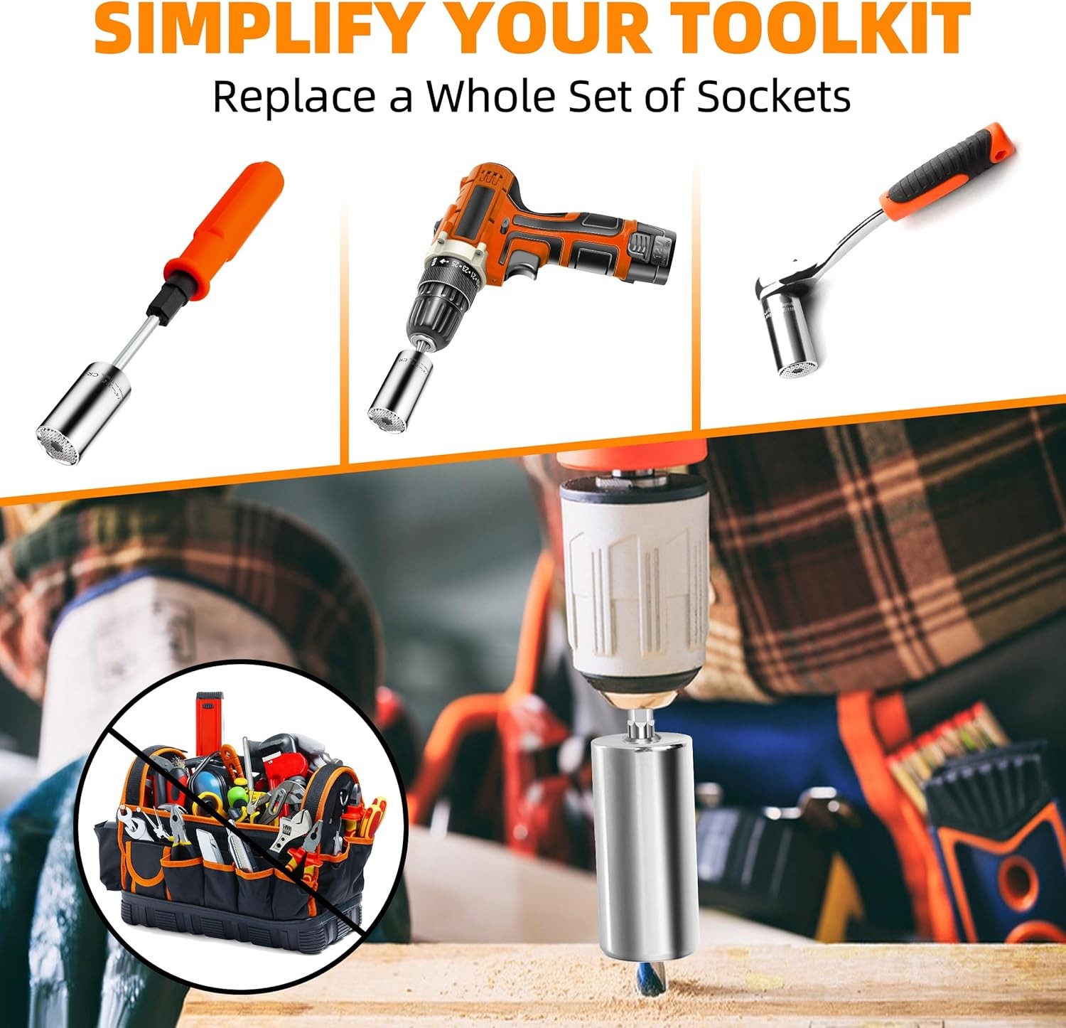 Universal Socket Wrench Adapter Set Multi Function Grip Tool Kit Gift for Men