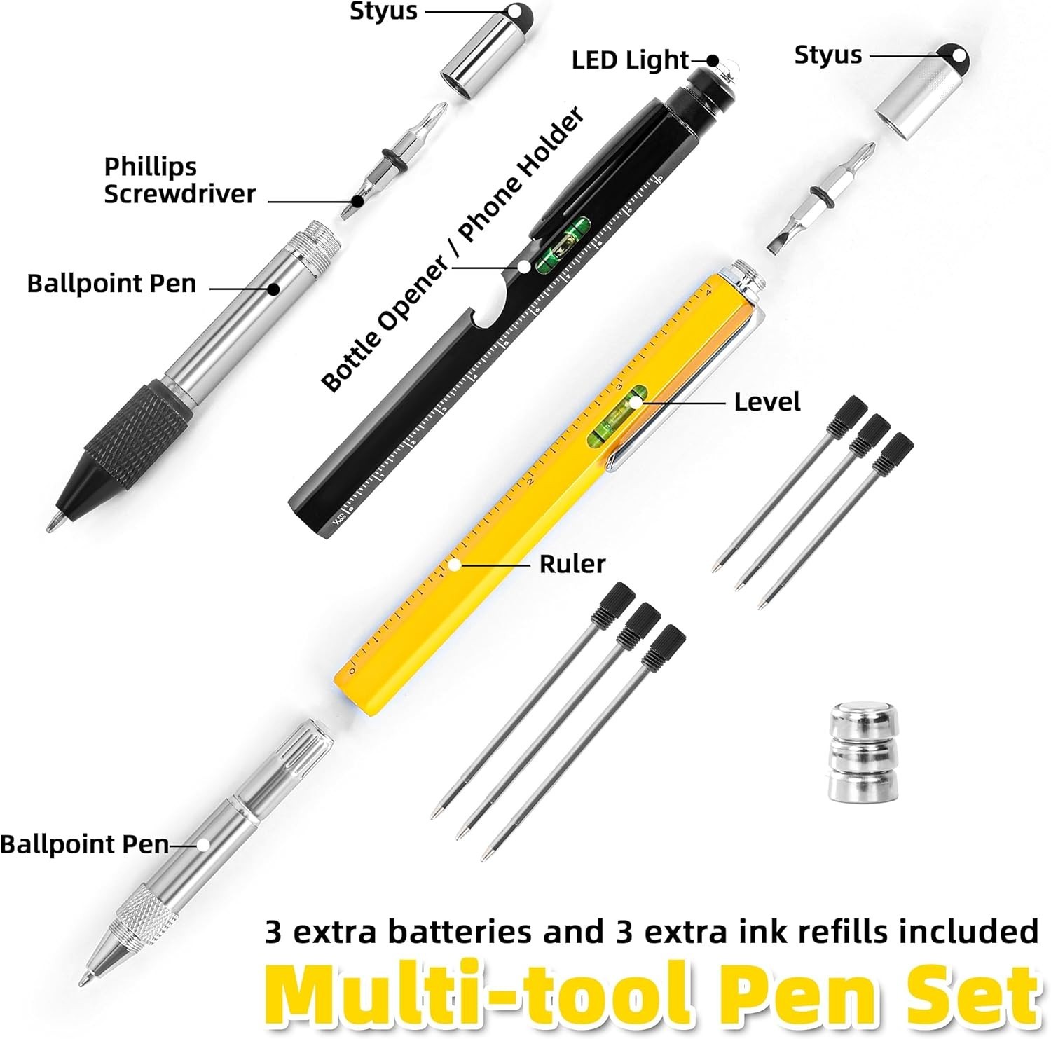 10 in 1 Multi Tool Pen Set – Christmas Gifts for Dad, Grandpa, Men – Stocking St