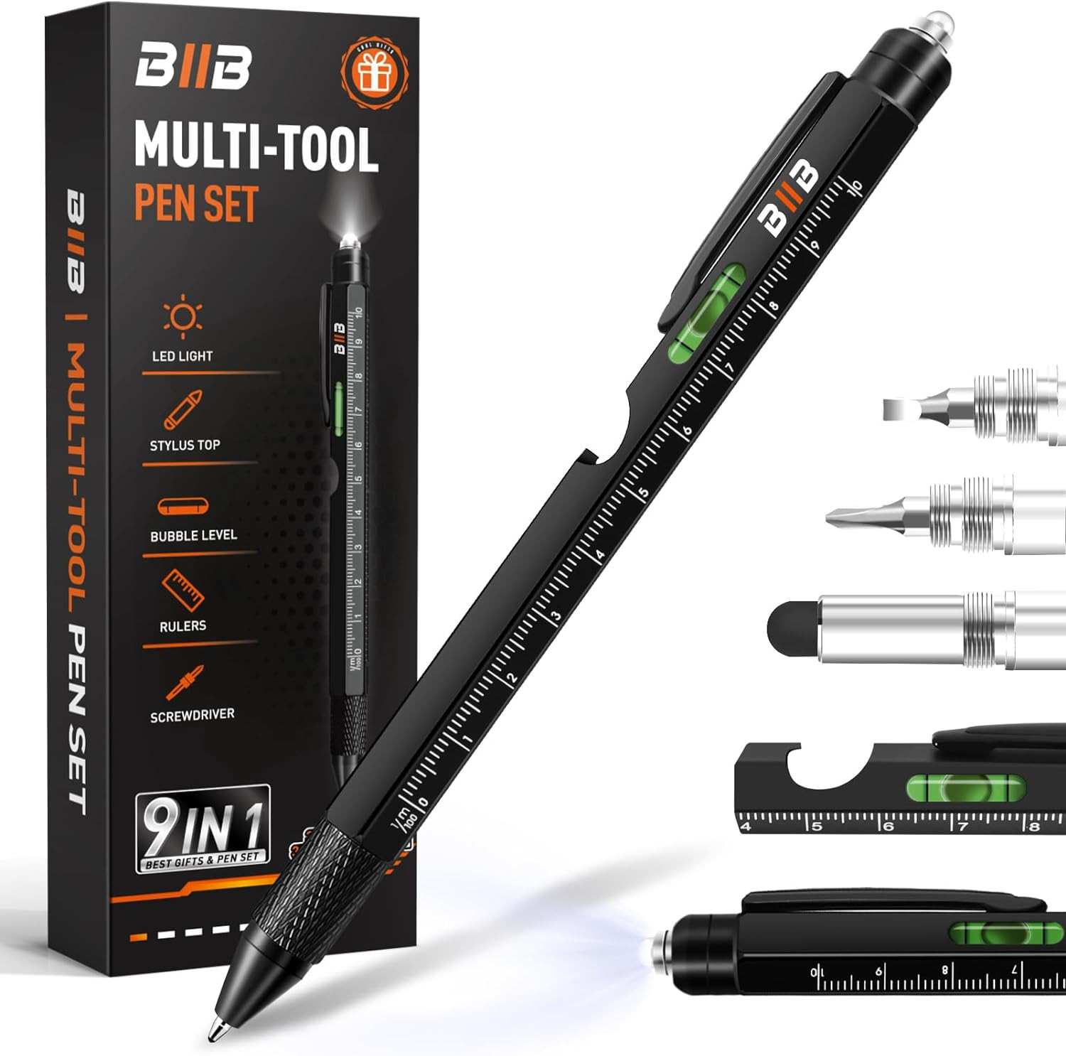 Gifts for Men, Stocking Stuffers for Men Teens Adults 9 in 1 Multitool Pen, Mens