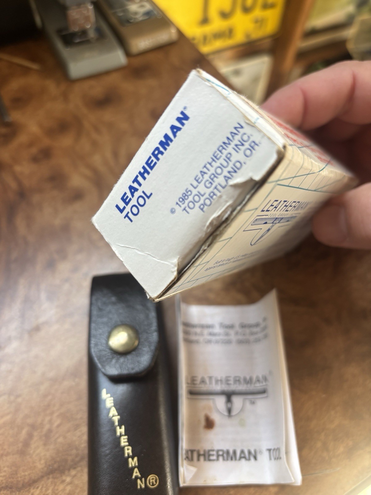 ORIGINAL 1985 LEATHERMAN TOOL VINTAGE LEATHER SHEATH BOX PAPERS 1325473 NEW Rare