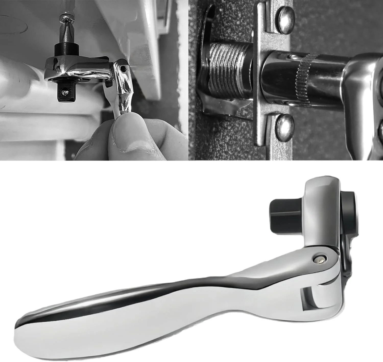 1/4″ Drive Ratchet Wrench, 2-In-1 Hex Bit Driver & Socket Wrench Flex Head Ratch