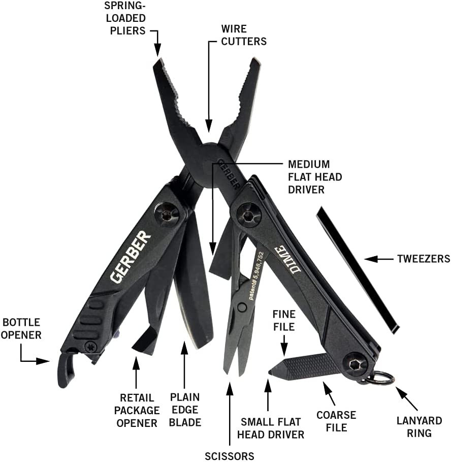 Gear Dime 12-In-1 Mini EDC Multitool – Needle Nose Pliers, Pocket Knife, Keychai