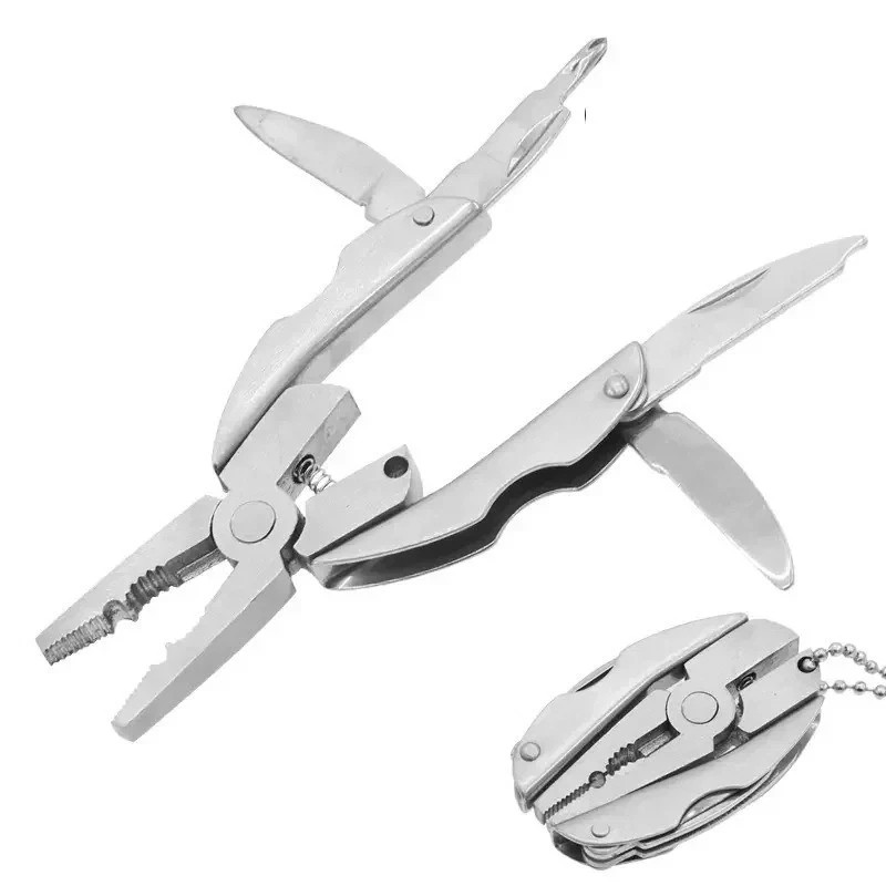 Portable Stainless Steel Multi Tool Pliers Folding Pocket EDC Camping Keychain