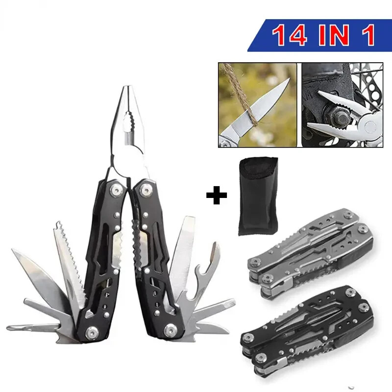 14 in 1 Compact & Portable Multi-Tool Pocket Knife Pliers -Outdoors, Hiking, EDC