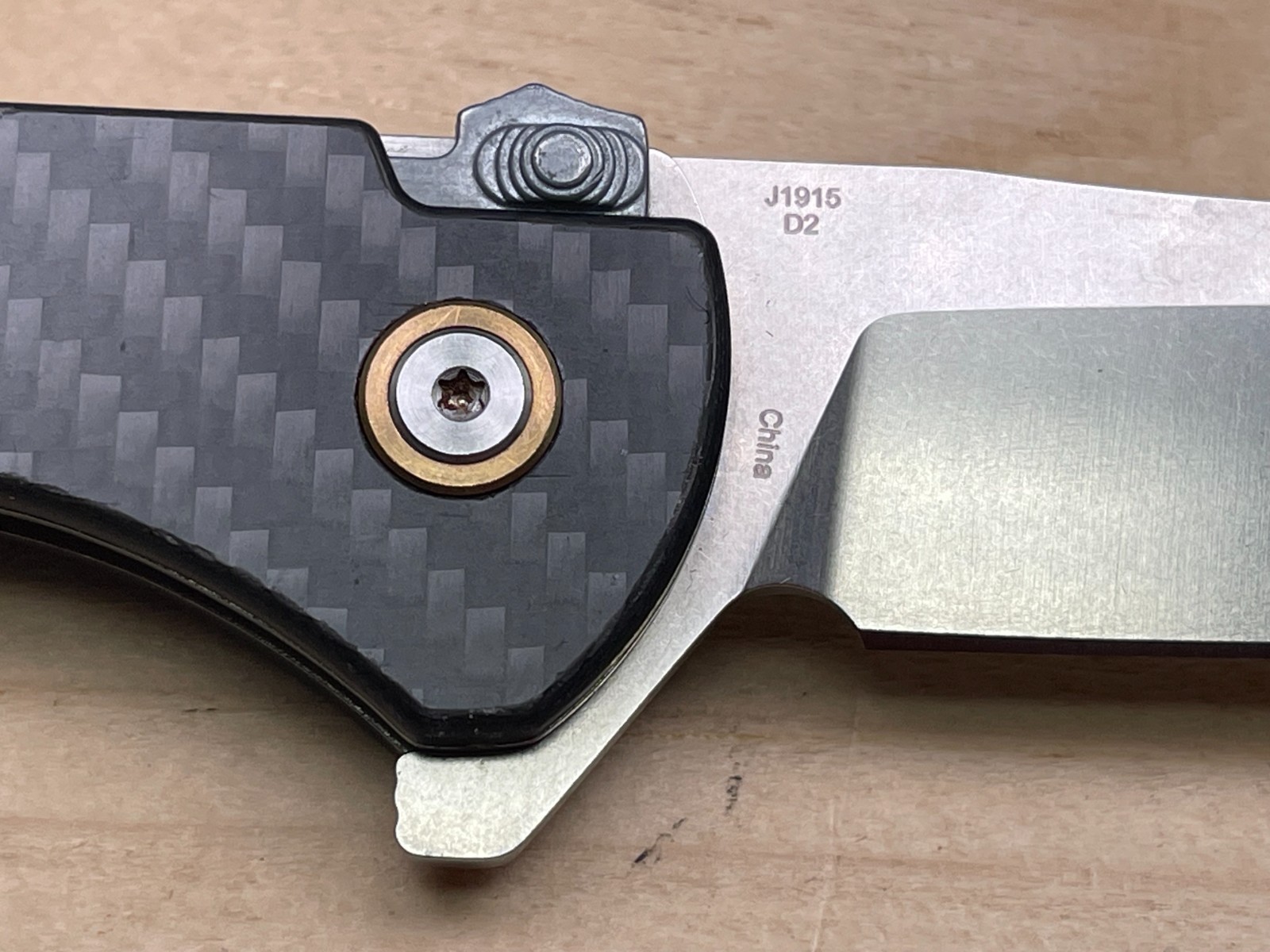 CJRB Cleaver J1915 D2 3.5” Steel Blade Folding Pocket Knife Carbon Fiber Handle