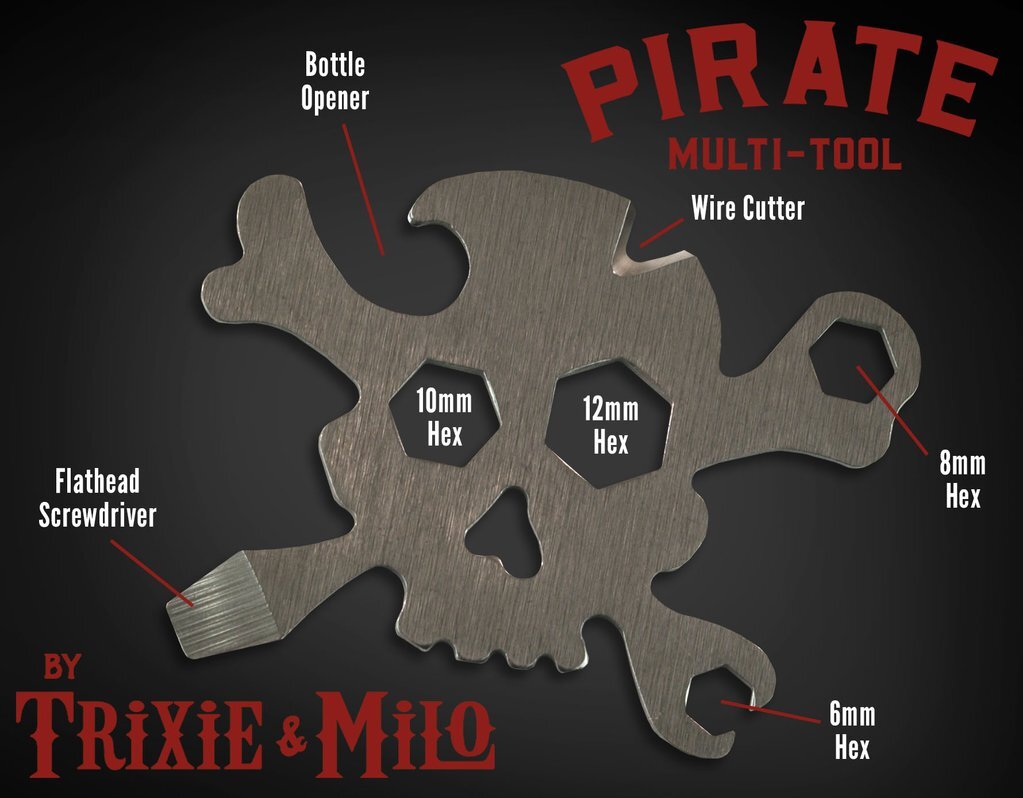 Trixie and Milo TOOL-PIRAT Stainless Steel Pirate 7-Multi-Tool 2-1/4 W x 3 L in.