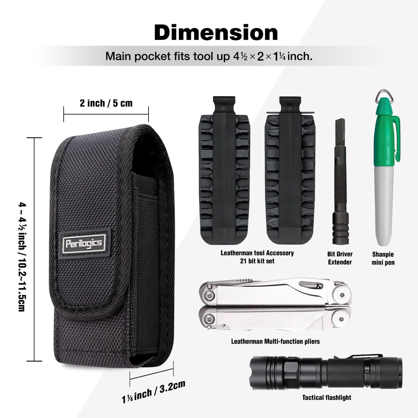 Perilogics Magnetic Tool Sheath for Leatherman – Nylon Belt Pouch Fits Wave Plus