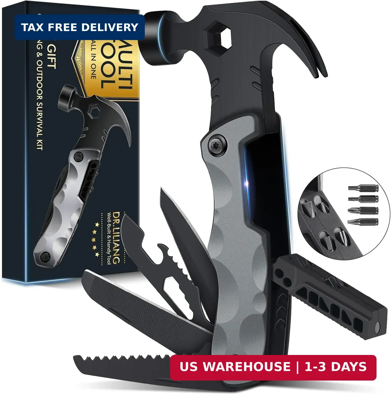 Fathers Day Dad Gifts from Daughter Son Wife, 13 in 1 Hammer Multitool, Cool Cam