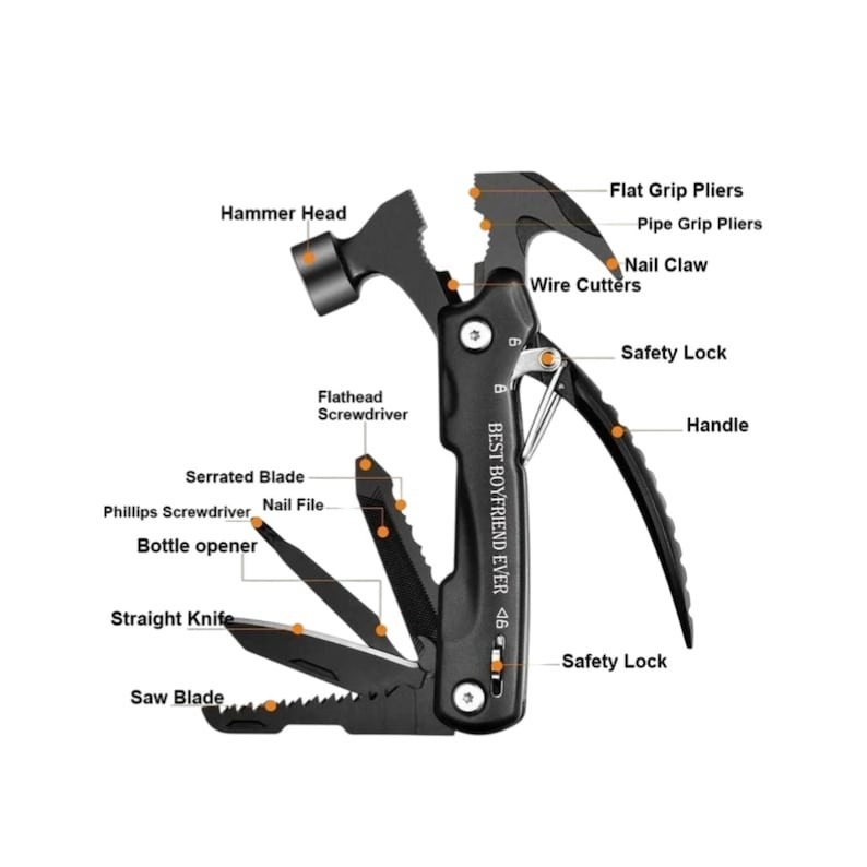 Personalized HAMMER MULTITOOL Pocket Knife Tool Groomsmen Birthday Gift for Him