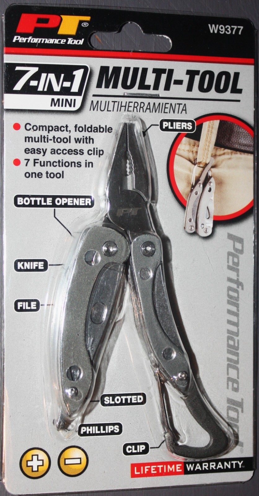 PERFORMANCE TOOL W9377 7-in-1 Mini Multi-Tool. Compact and Versatile. NEW. 3.3″